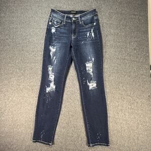 Judy Blue Jeans Womens 3 26 Boyfriend Fit Distressed Ripped Denim Pants‎